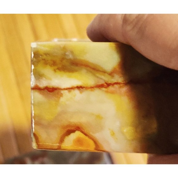 Vtg 1985 EDNA HIBEL Mother And Child Blood Stone Marble Artwork Trinket Box 3x4" - Picture 8 of 11